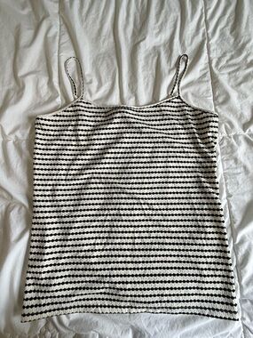 LOFT Black & White Striped Knit Cami